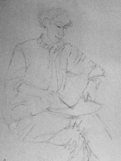 Ich beim Zeichnen (Elisabeth Sommerfeld), 2008, Graphit-Papier, ca. 20x30.jpg